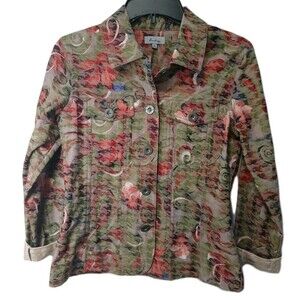 ANALOGY Womens Floral Dusty Rose Jacket Size Small Beautiful Fitted Jacket